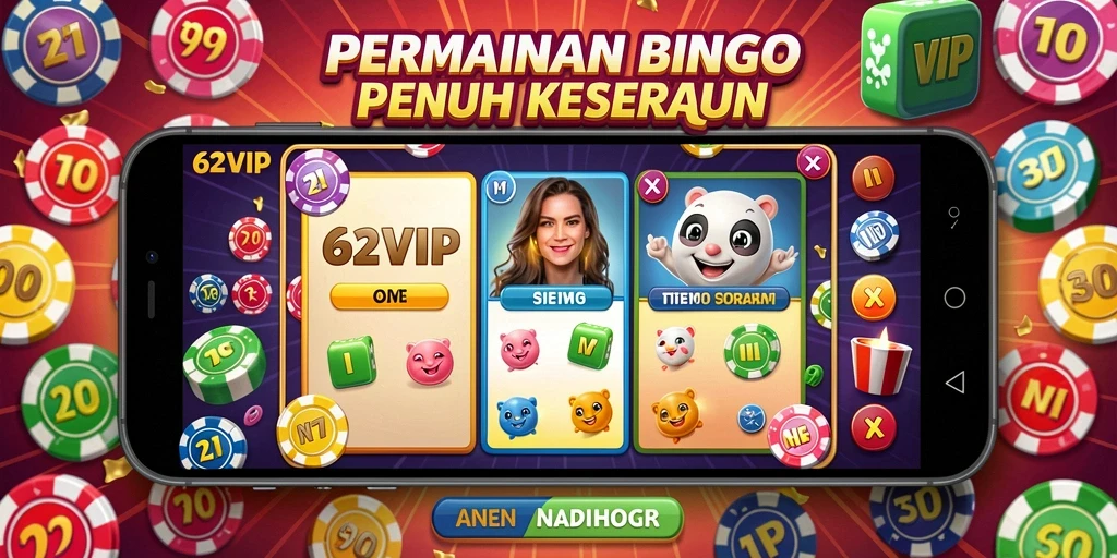 Tampilan menarik dari gameplay Bingo di 62VIP.