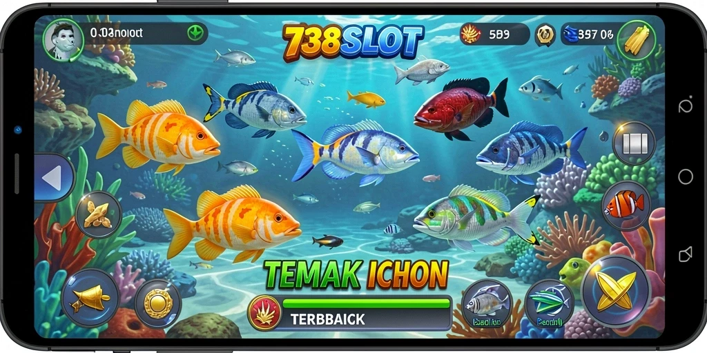 Screenshot gameplay 738SLOT yang seru saat menangkap ikan.