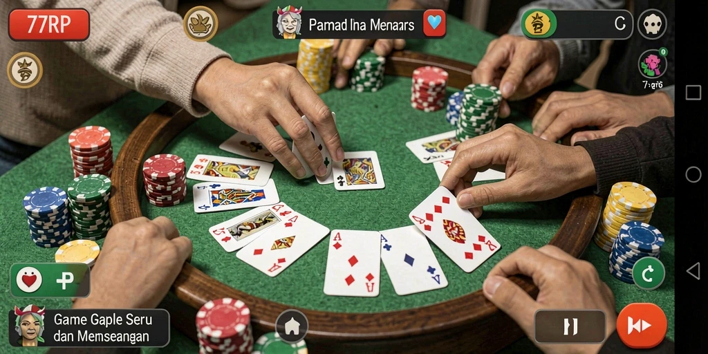 Menampilkan gameplay seru Gaple dengan teman-teman.