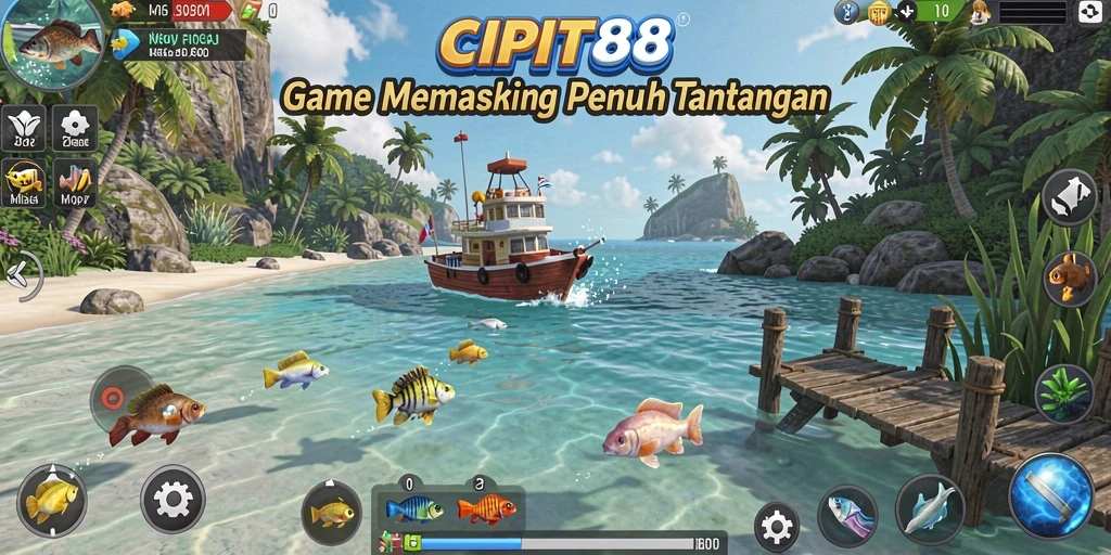 Tampilan gameplay seru dari CIPIT88 saat menangkap ikan.