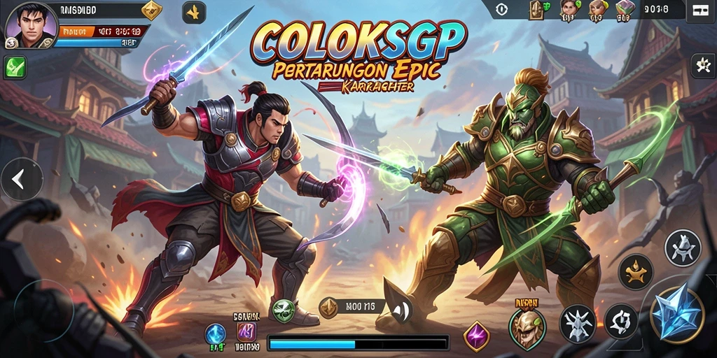 Tangkapan layar COLOKSGP menampilkan pertarungan seru dengan karakter unik.