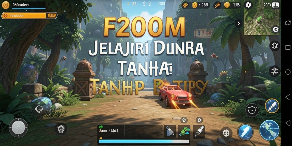 Screenshot F200M menampilkan eksplorasi dunia yang luas dan grafis menawan.