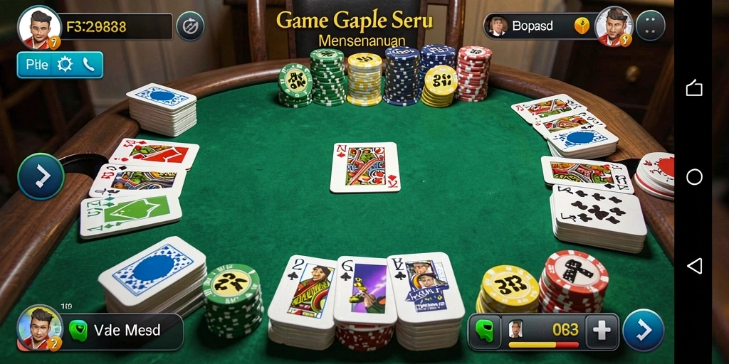 Screenshot F32 menampilkan keseruan bermain Gaple secara online.