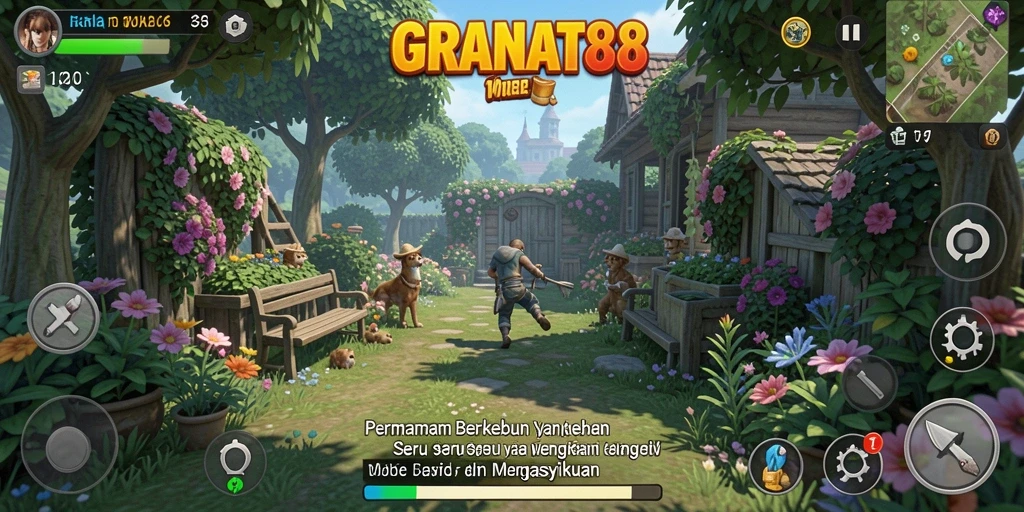 Tampilan gameplay menarik dari <strong>GRANAT88</strong> saat berkebun dan mengelola lahan.