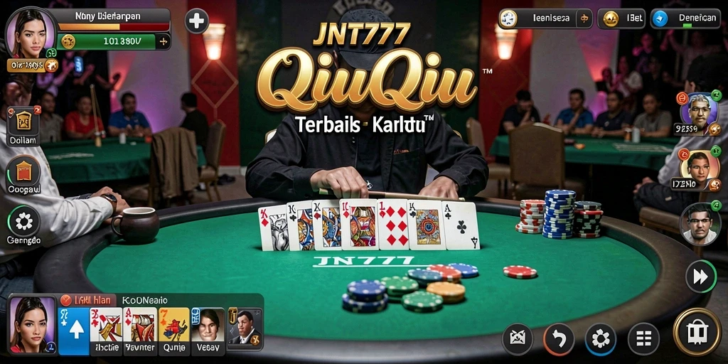Screenshot JNT777 menampilkan serunya bermain QiuQiu secara online.