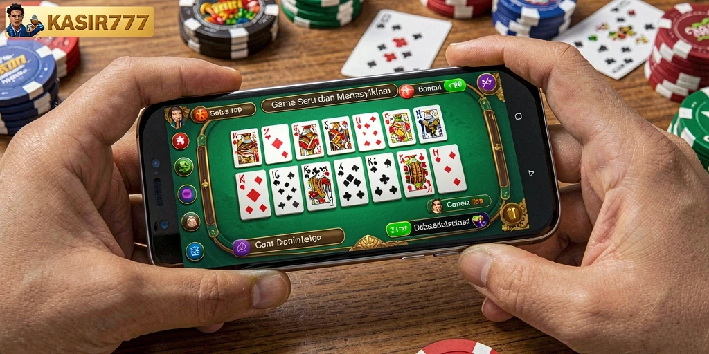 Tangkapan layar KASIR777 menunjukkan gameplay domino yang seru dan interaktif.