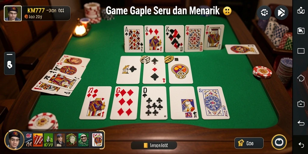 Screenshot utama KM777 menampilkan permainan Gaple yang mengasyikkan.