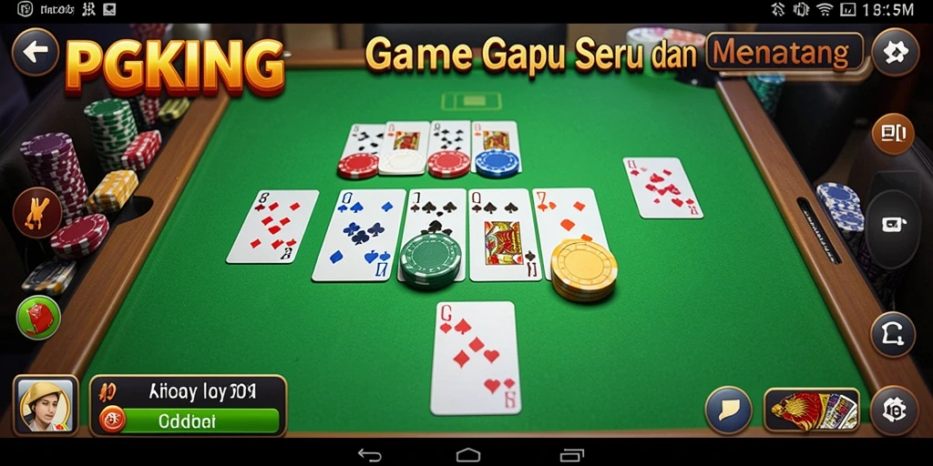 Screenshot utama PGKING menampilkan suasana bermain Gaple yang seru dan interaktif.