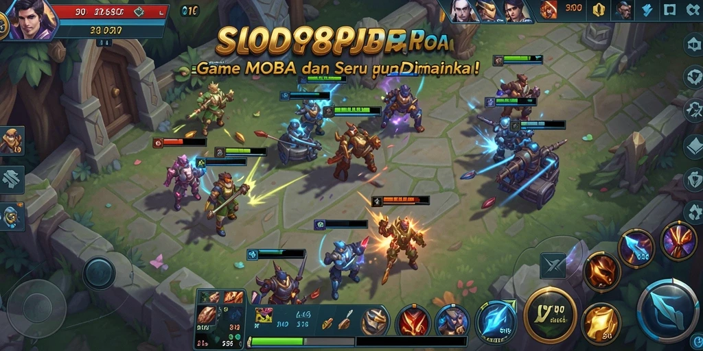 Tampilan gameplay seru dalam SLOT88JP dengan aksi MOBA yang mendebarkan.