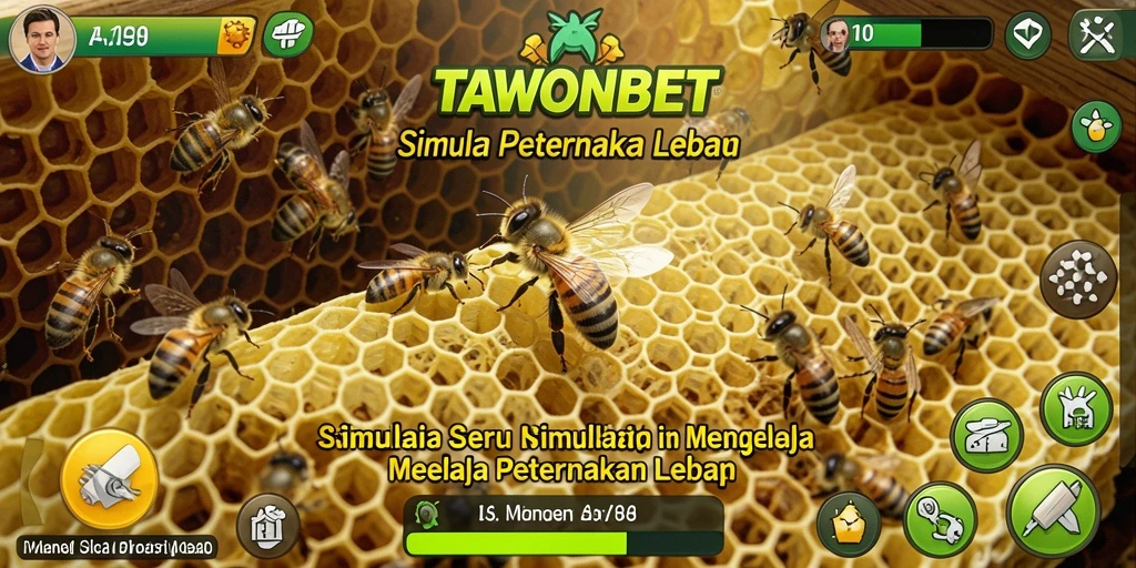 Screenshot gameplay TAWONBET menampilkan pengelolaan peternakan lebah yang menarik.