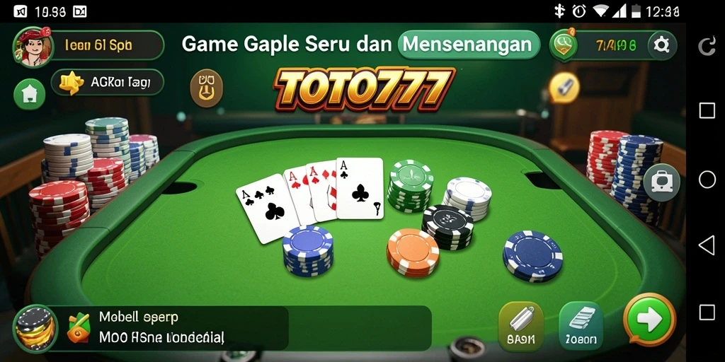 Screenshot gameplay Gaple TOTO777 yang menarik dan seru.